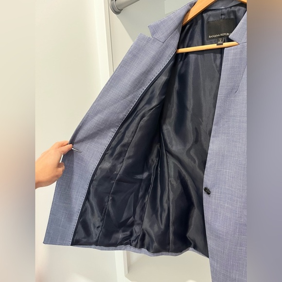 Banana Republic Blazer Inverted Collar One Button Blue NWOT 8 Tall career preppy - Picture 6 of 11